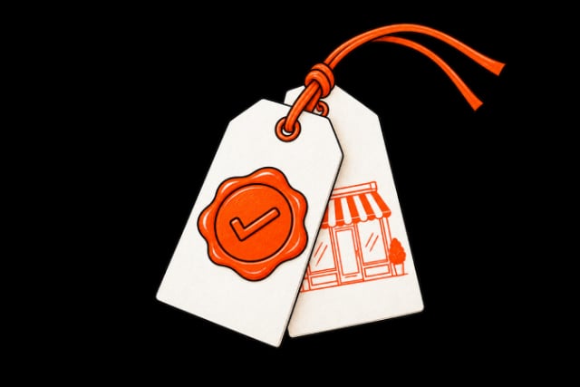 A Storefront quality tag and seal
