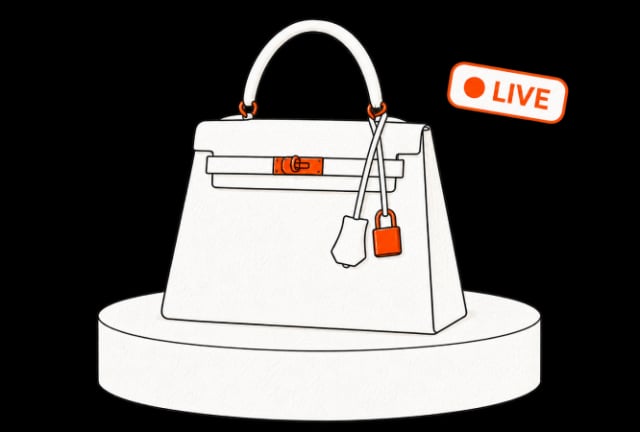 A handbag presented on a live-show display