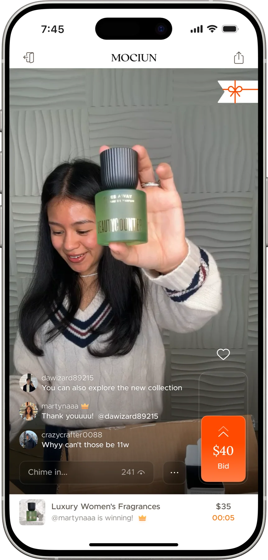 A Storefront seller hosting a live shopping show on iPhone